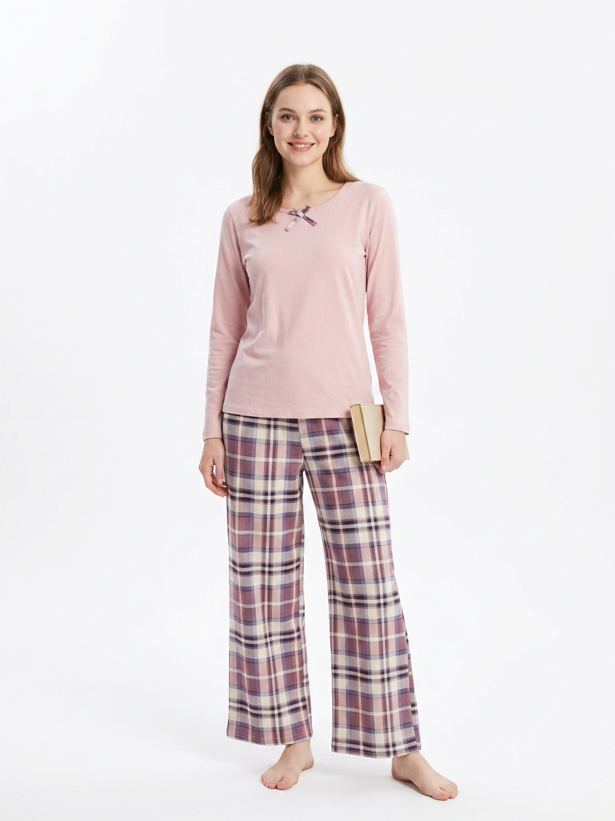 MV/096 – Cozy Plaid Cotton Pajama Set