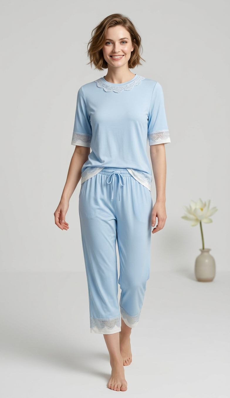 MV/008 – Lace Serenity Viscose Pajama Set