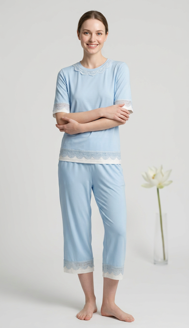 MV/008 – Lace Serenity Viscose Pajama Set
