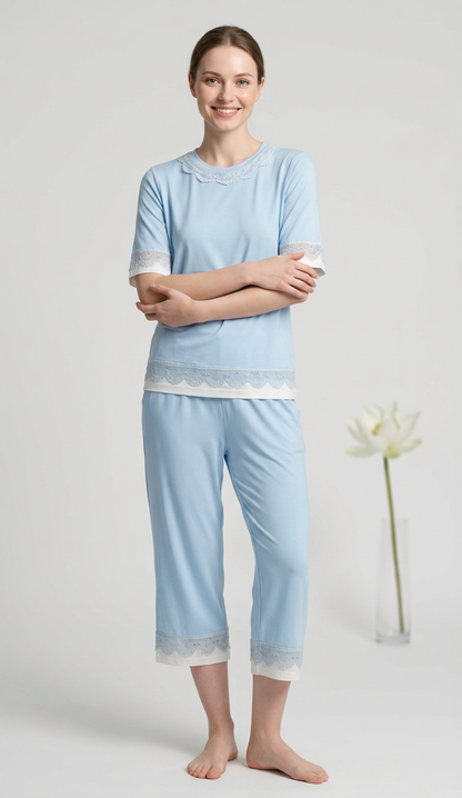 MV/008 – Lace Serenity Viscose Pajama Set