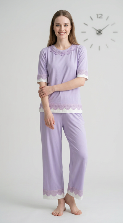 MV/008 – Lace Serenity Viscose Pajama Set