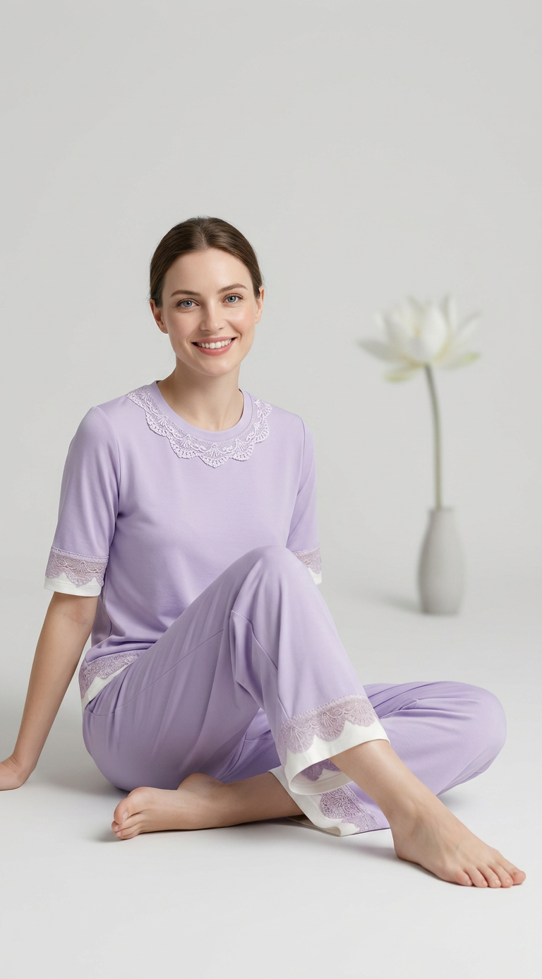 MV/008 – Lace Serenity Viscose Pajama Set