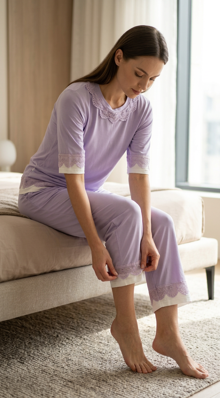 MV/008 – Lace Serenity Viscose Pajama Set