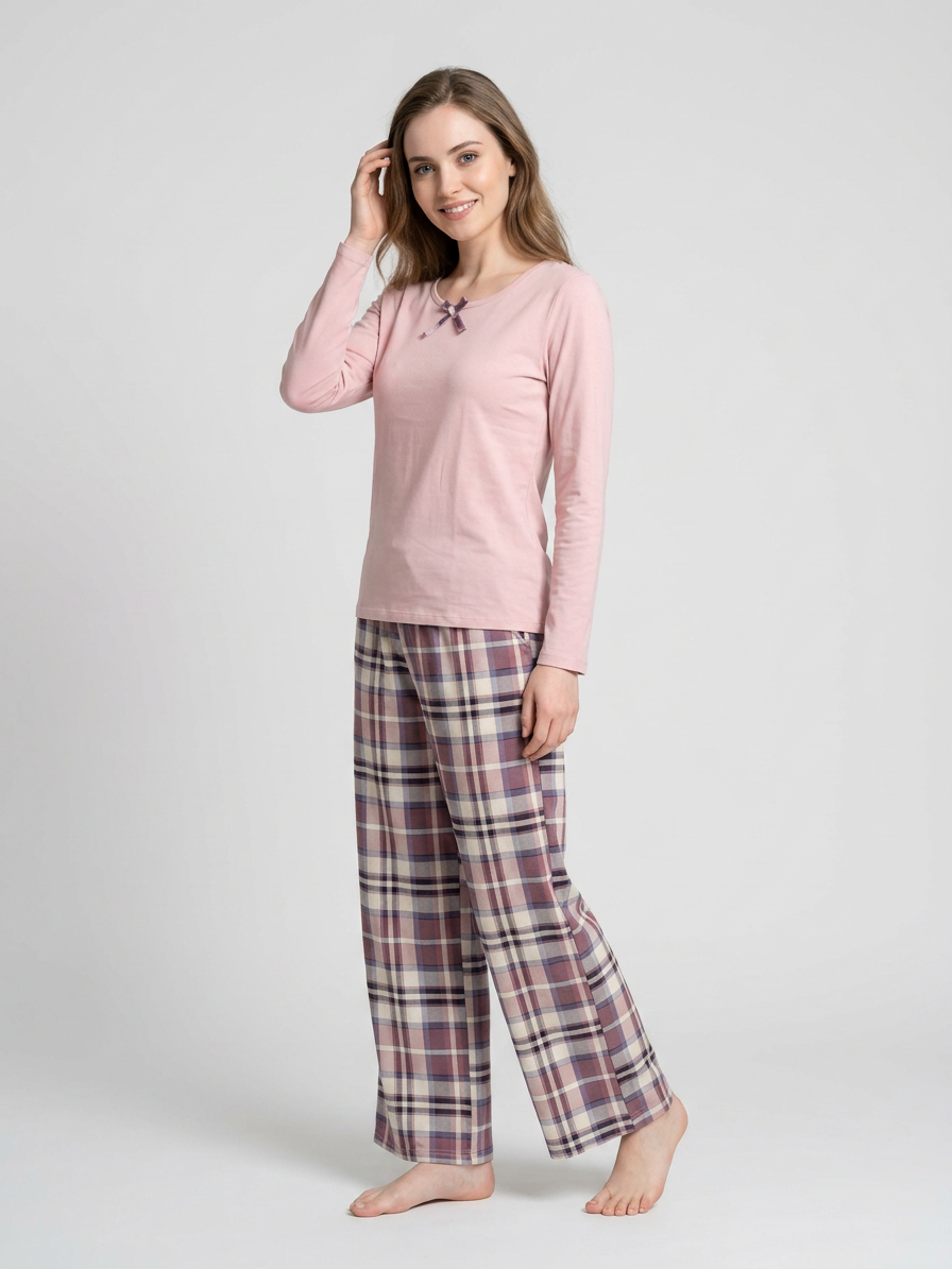 MV/096 – Cozy Plaid Cotton Pajama Set
