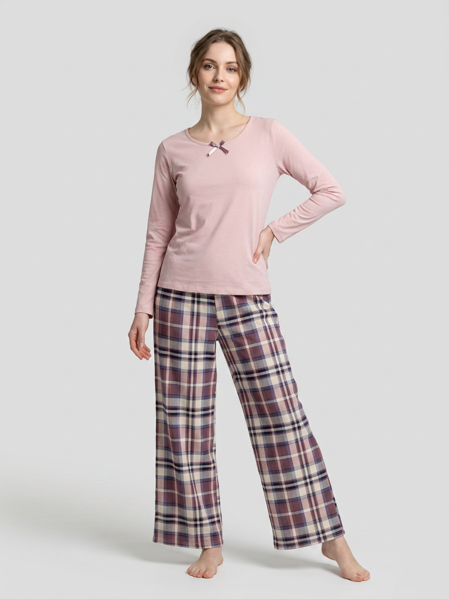 MV/096 – Cozy Plaid Cotton Pajama Set