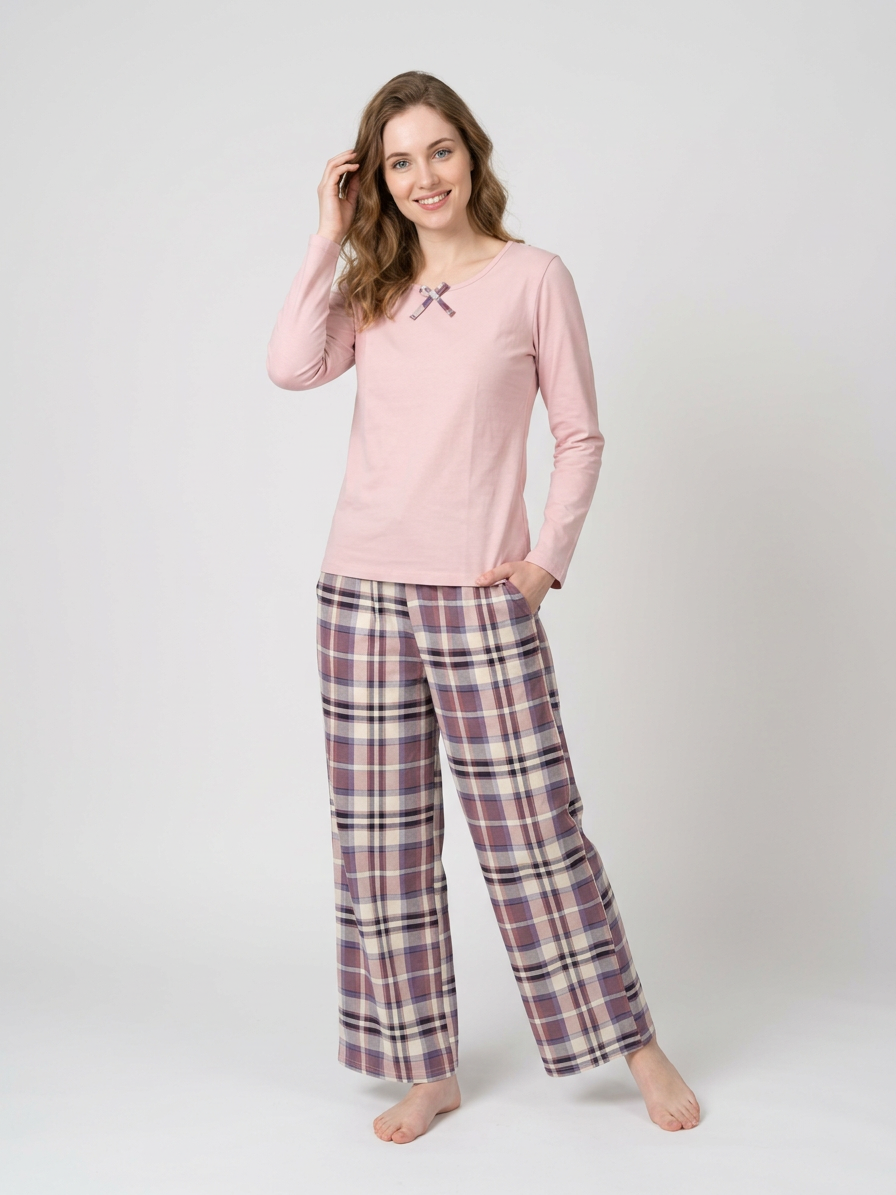 MV/096 – Cozy Plaid Cotton Pajama Set