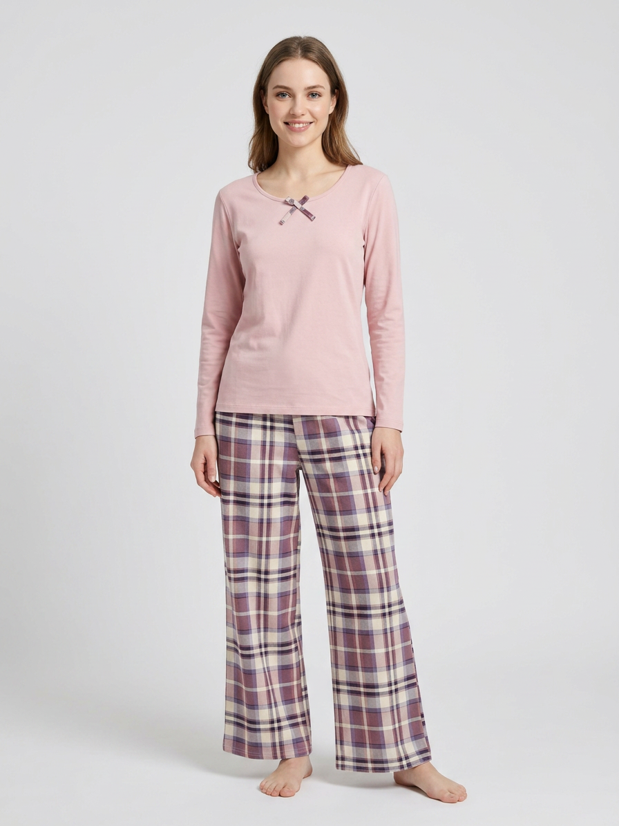 MV/096 – Cozy Plaid Cotton Pajama Set