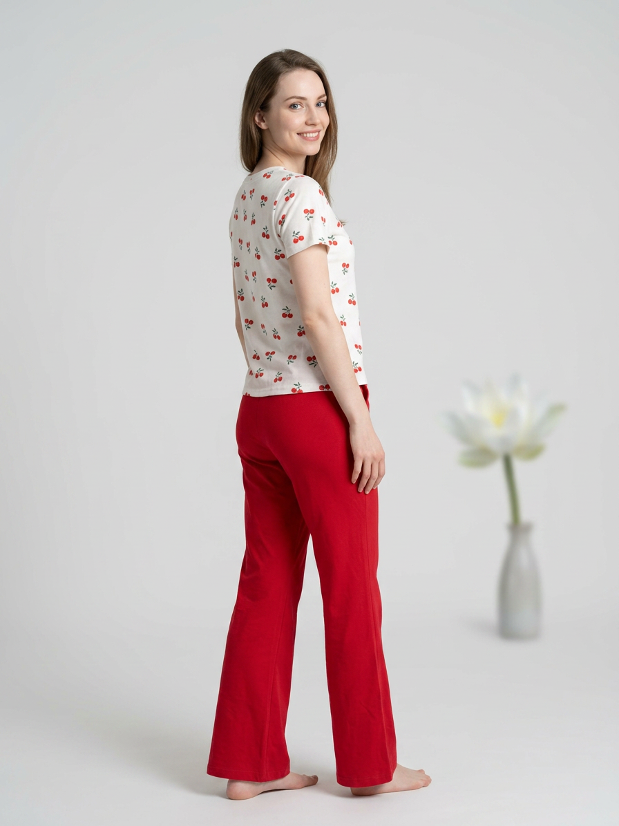 MV/017 – Cherry & Hearts Ribbed Pajama Set