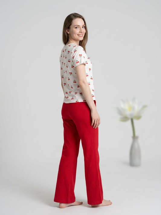 MV/017 – Cherry & Hearts Ribbed Pajama Set