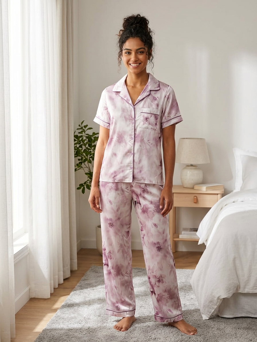 MV/0113 – Botanical Dreams Satin Pajama Set