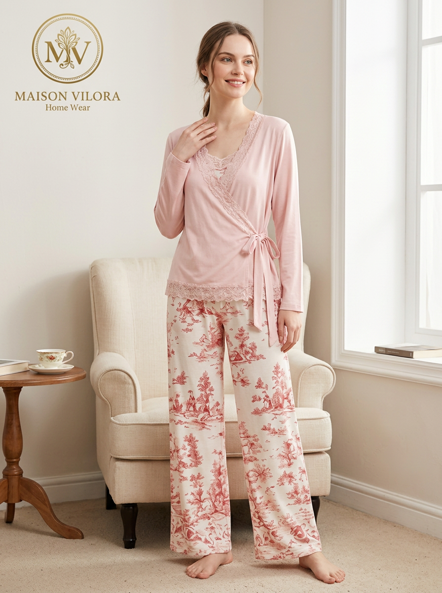 MV/151 – Rose Elegance 3-Piece Cotton Pajama Set