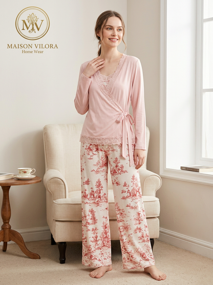 MV/151 – Rose Elegance 3-Piece Cotton Pajama Set