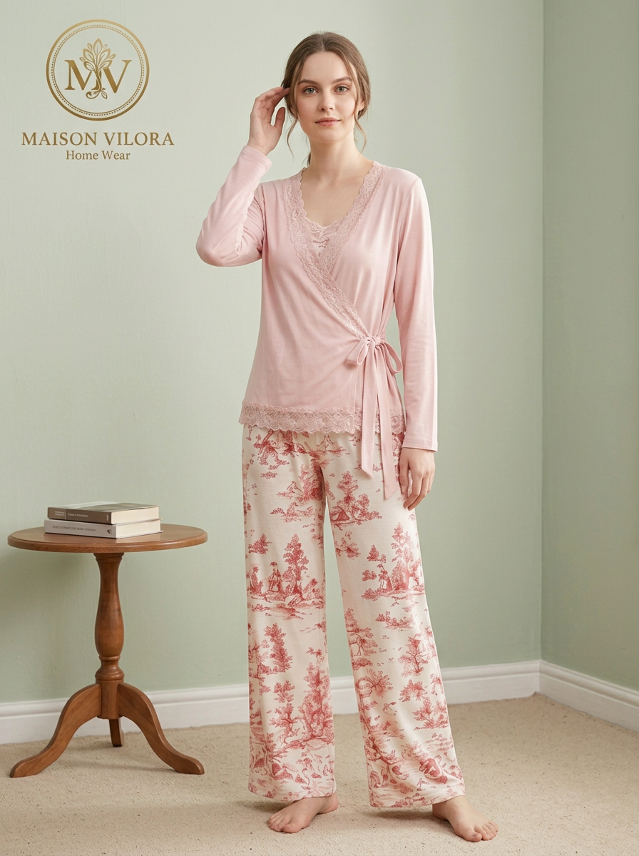 MV/151 – Rose Elegance 3-Piece Cotton Pajama Set
