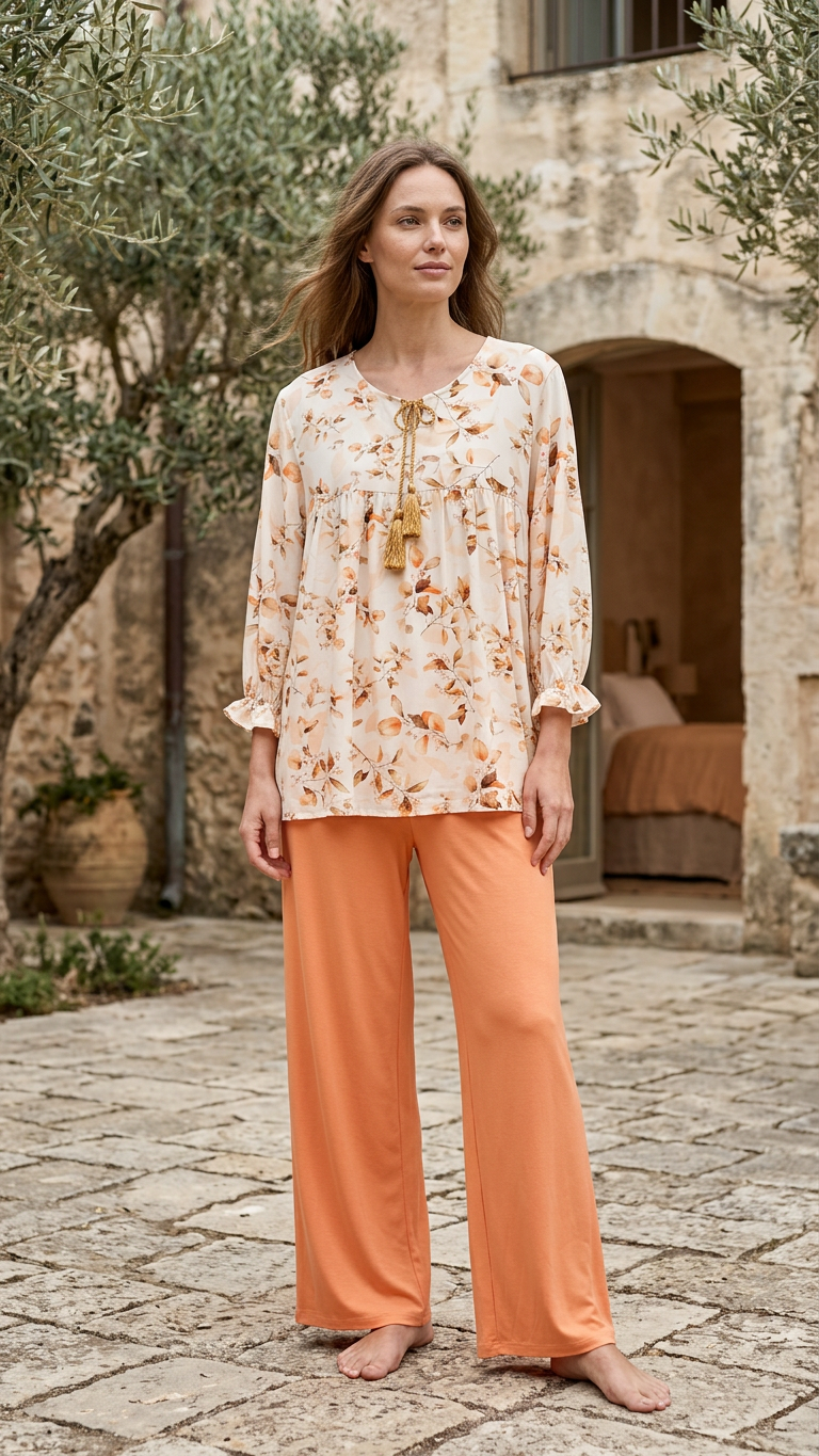 MV/076 – Autumn Bloom Viscose Pajama Set