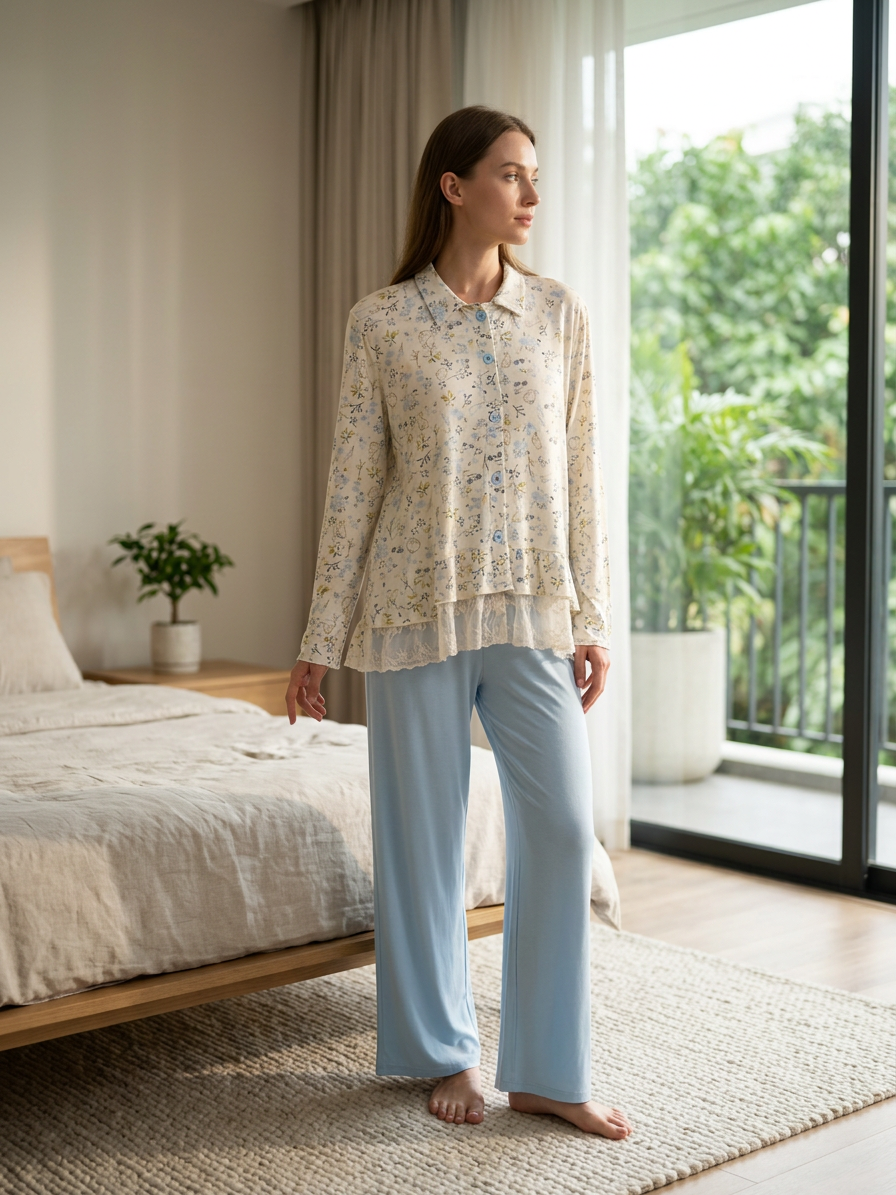MV/078 – Serenity Bloom Viscose Pajama Set