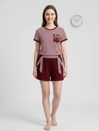 MV/036 – Striped Charm Cotton Short Pajama Set