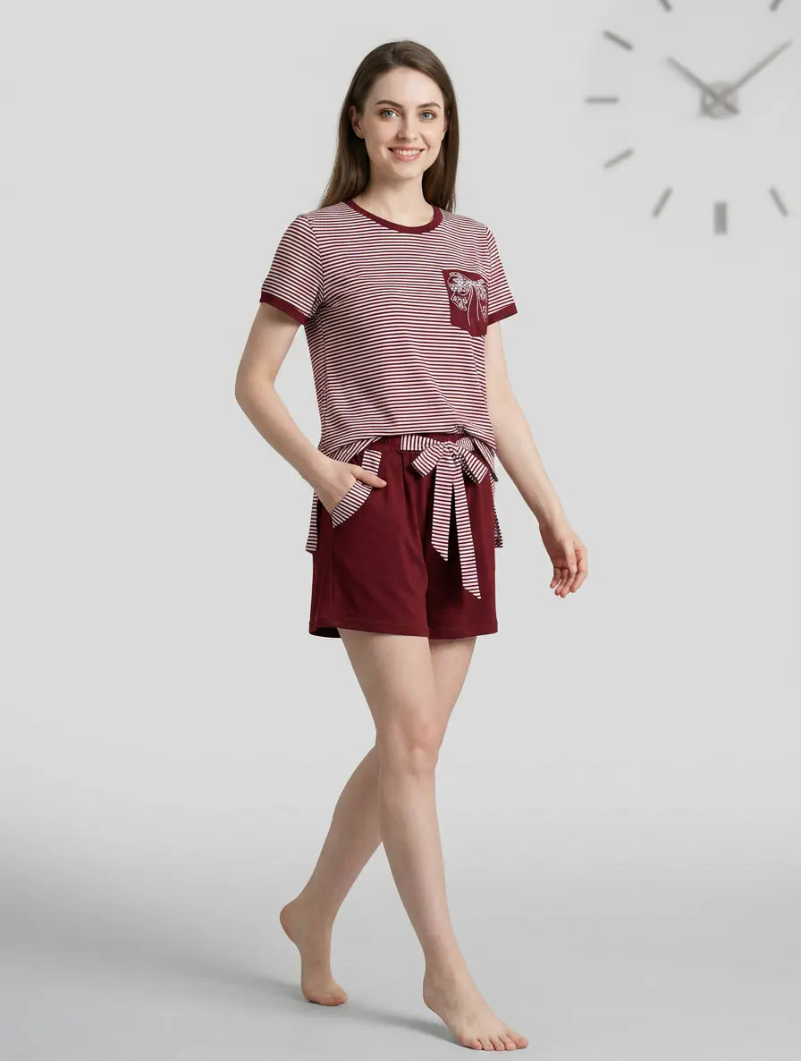 MV/036 – Striped Charm Cotton Short Pajama Set