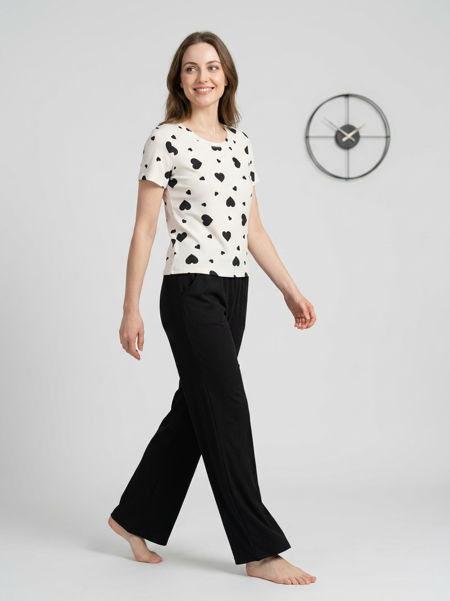 MV/017 – Cherry & Hearts Ribbed Pajama Set
