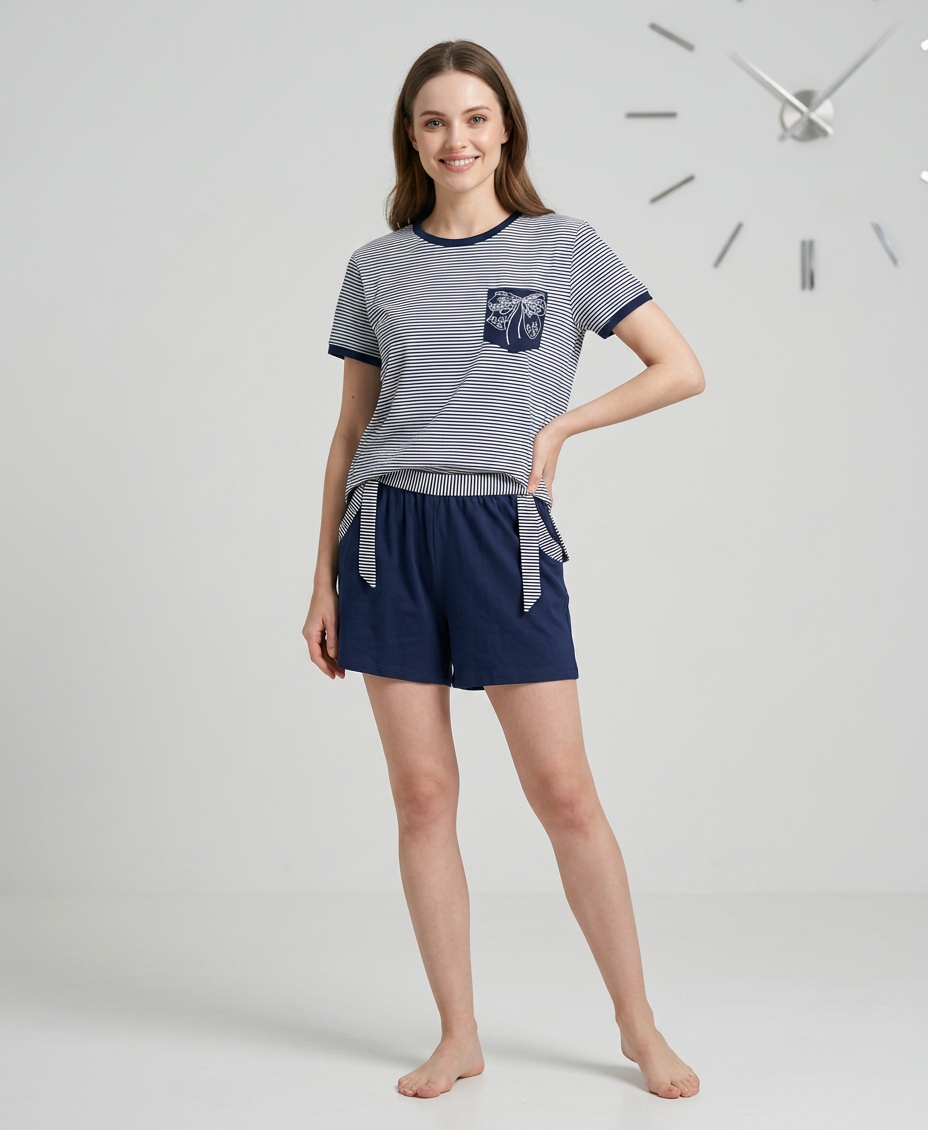 MV/036 – Striped Charm Cotton Short Pajama Set