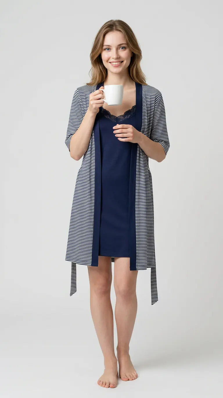 MV/034 – Striped Serenity Cotton Nightwear Set