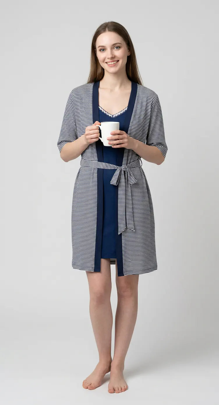 MV/034 – Striped Serenity Cotton Nightwear Set