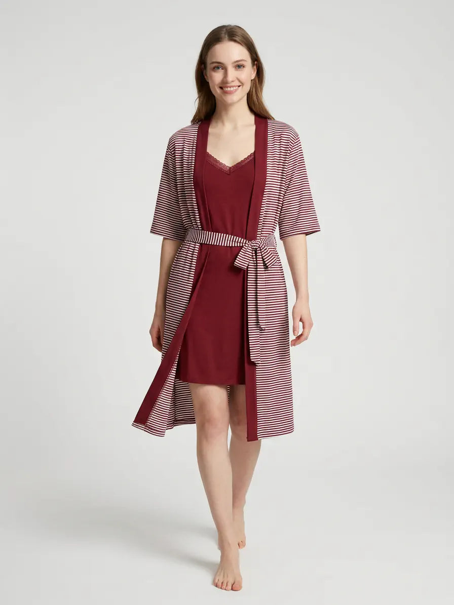 MV/034 – Striped Serenity Cotton Nightwear Set