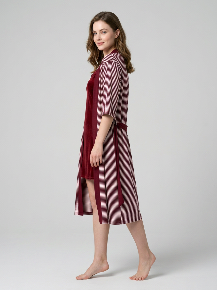 MV/034 – Striped Serenity Cotton Nightwear Set
