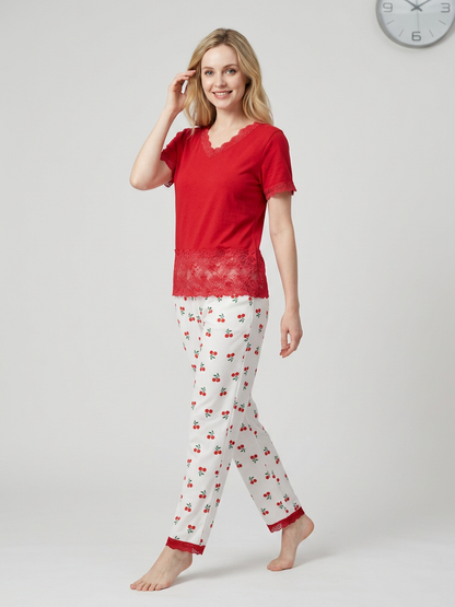MV/016 – Cherry Blossom Ribbed Pajama Set