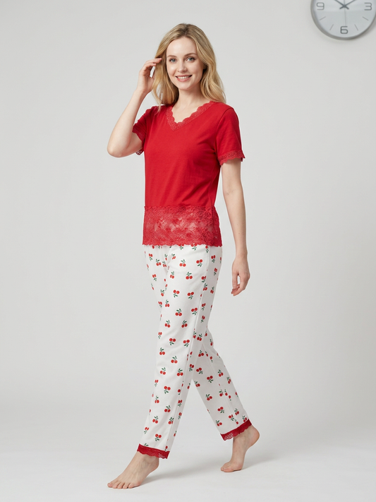 MV/016 – Cherry Blossom Ribbed Pajama Set